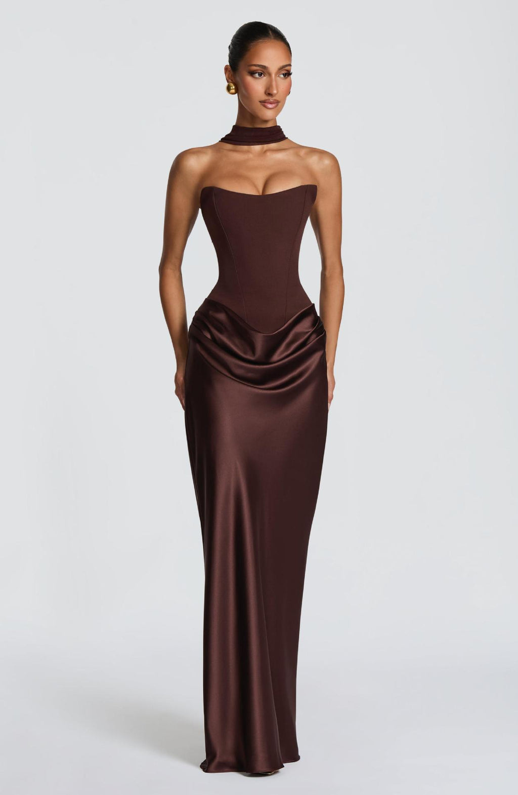 Draped Corset Maxi Gown - Luxury Evening Elegance