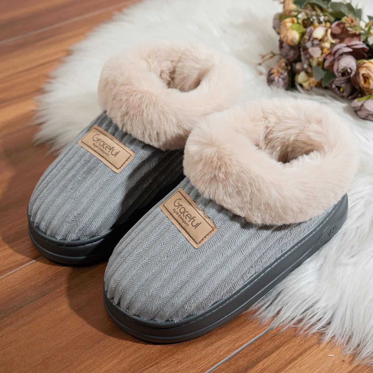 Plush Suede Faux-Fur Mules - Ultimate Cozy Loungewear Comfort