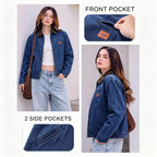 Emmiol【Back to School】Barn Jean Jacket for Women Zipper 2026 Clean Fit Long Sleeve Denim Jackets
