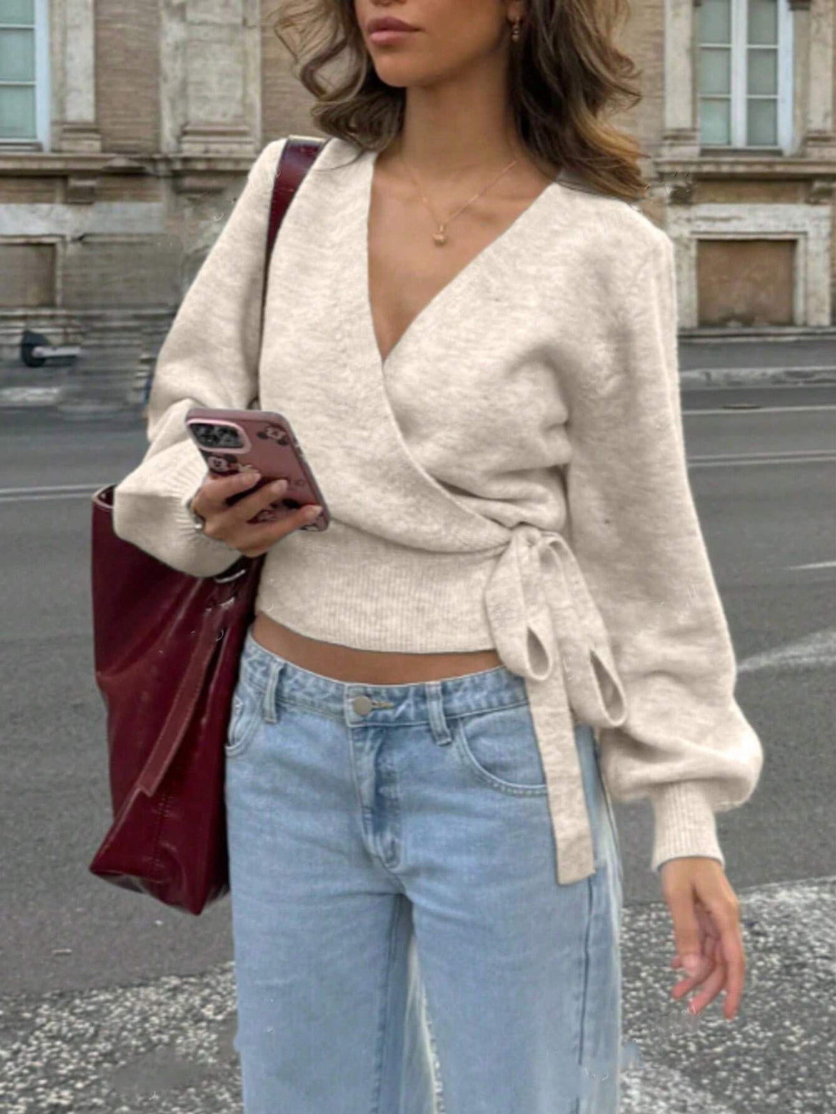 The Parisian Tie-Waist Wrap Sweater