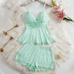 Midnight Lace Baby doll & Short Set - Elegant Evening Loungewear