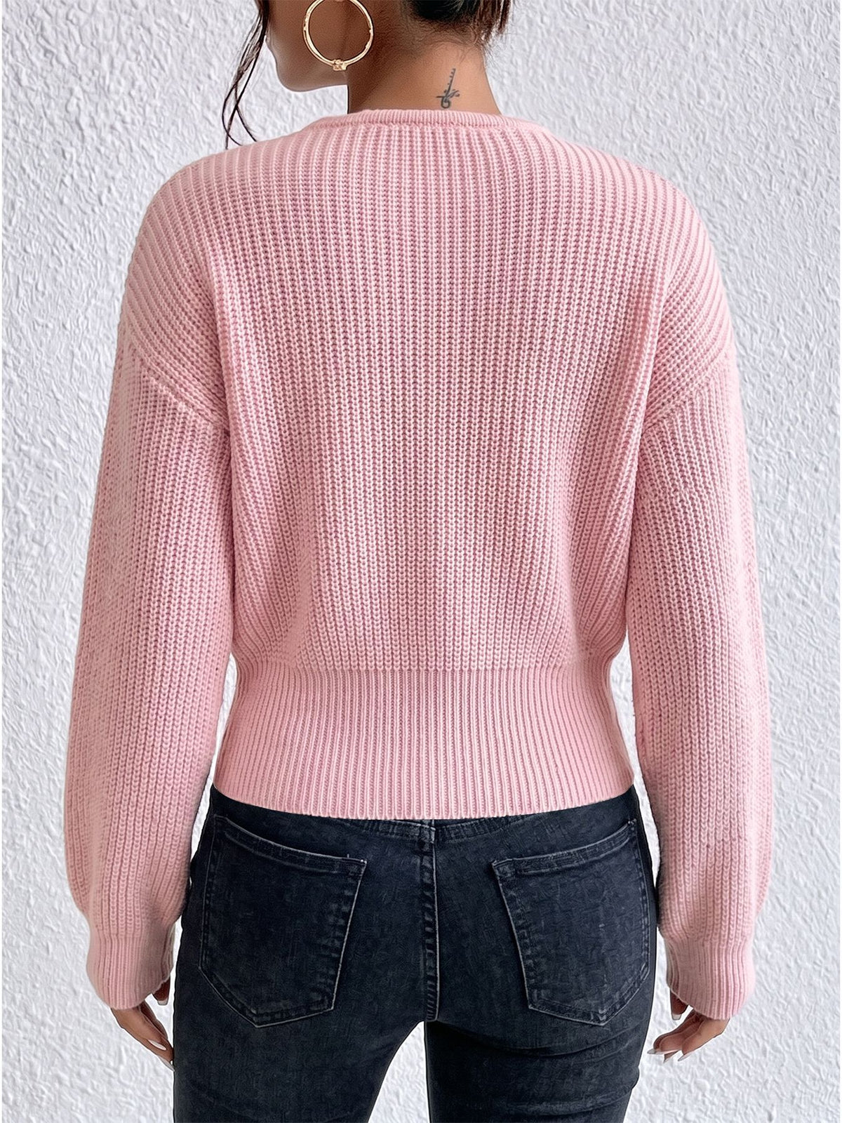 The Aspen Cable-Trim Crossover Wrap Sweater