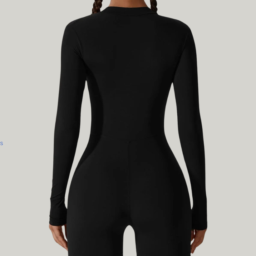 Sculpting Long-Sleeve Biker Romper - High-Performance Active One-Piece