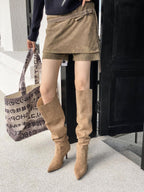 Chic Suede Stiletto Slouch Boots - Trendy Pointed-Toe Style