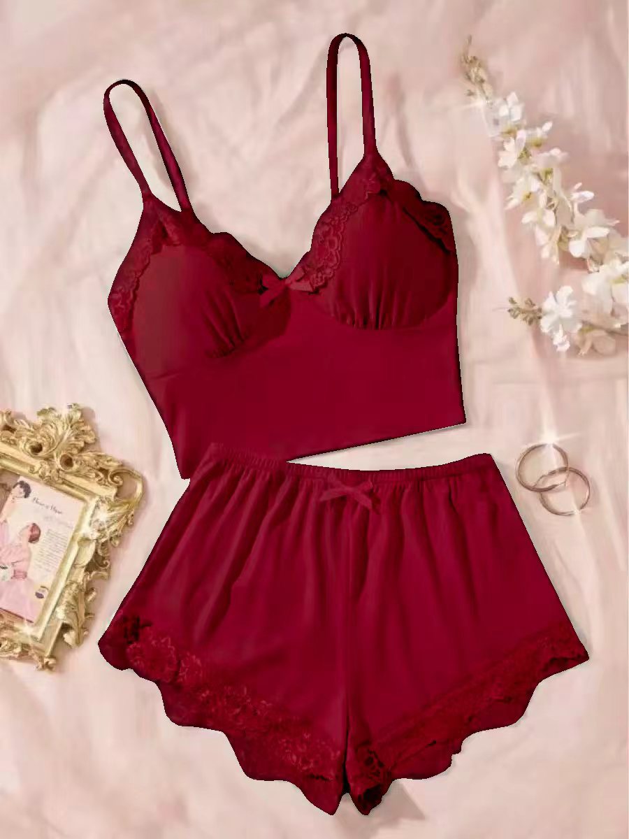 Lace Trim Cami & Short Set - Sweet Romantic Loungewear
