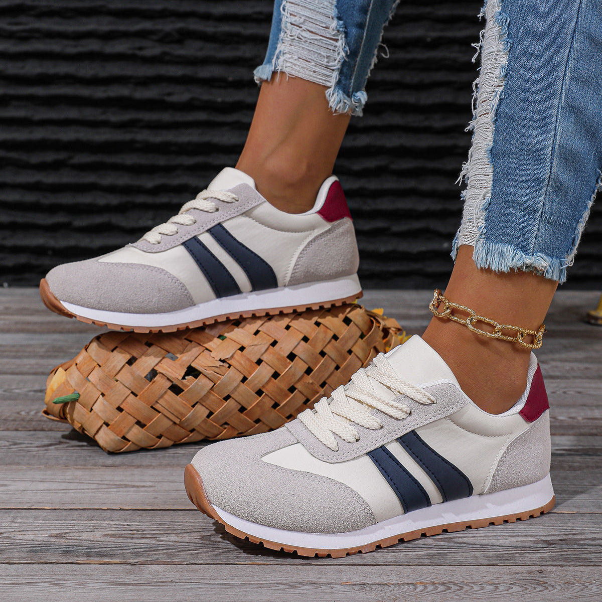Retro-Vibe Suede Panel Sneakers - Classic Multi-Textured Trainers