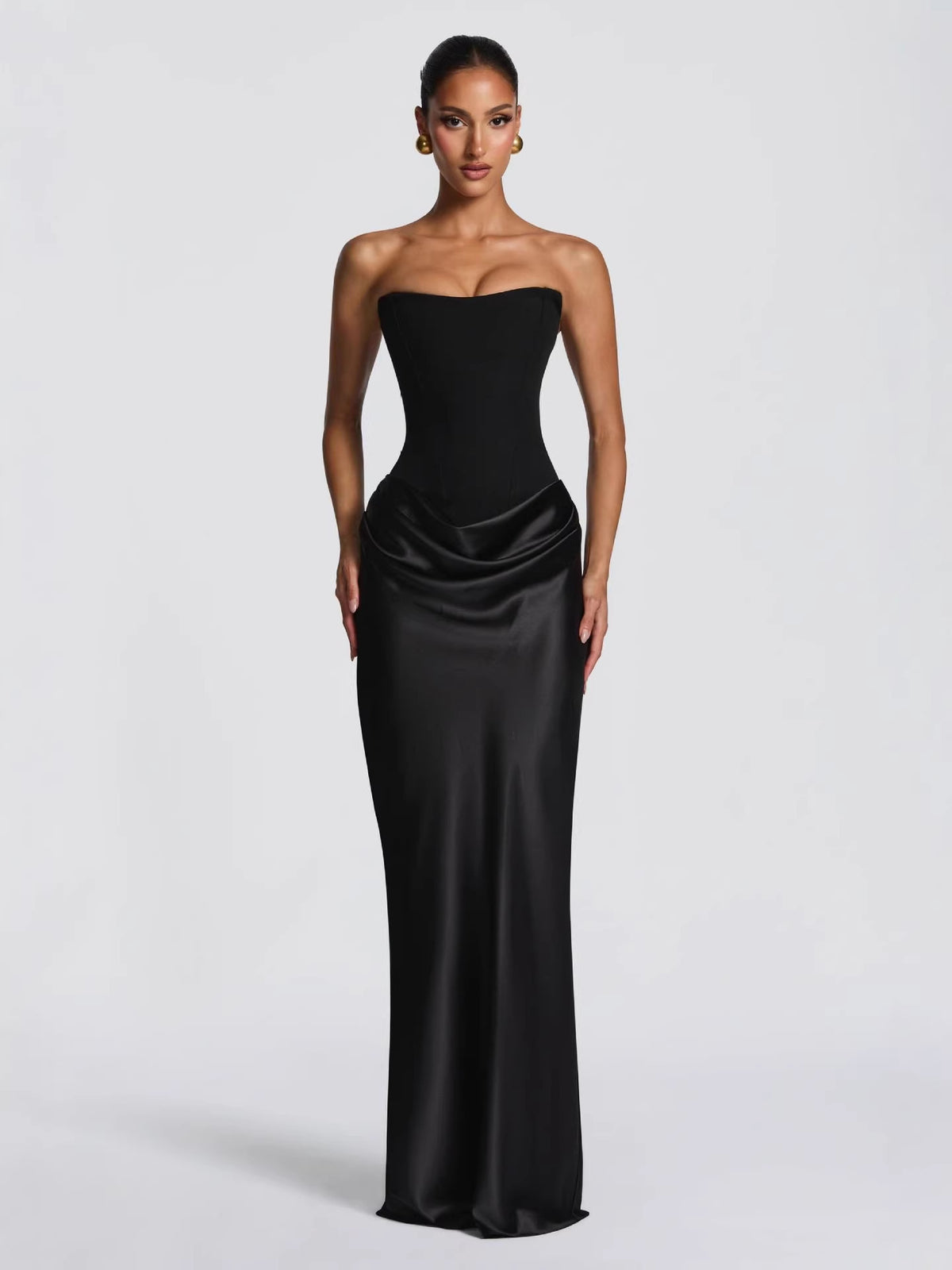 Draped Corset Maxi Gown - Luxury Evening Elegance