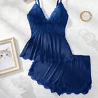 Midnight Lace Baby doll & Short Set - Elegant Evening Loungewear