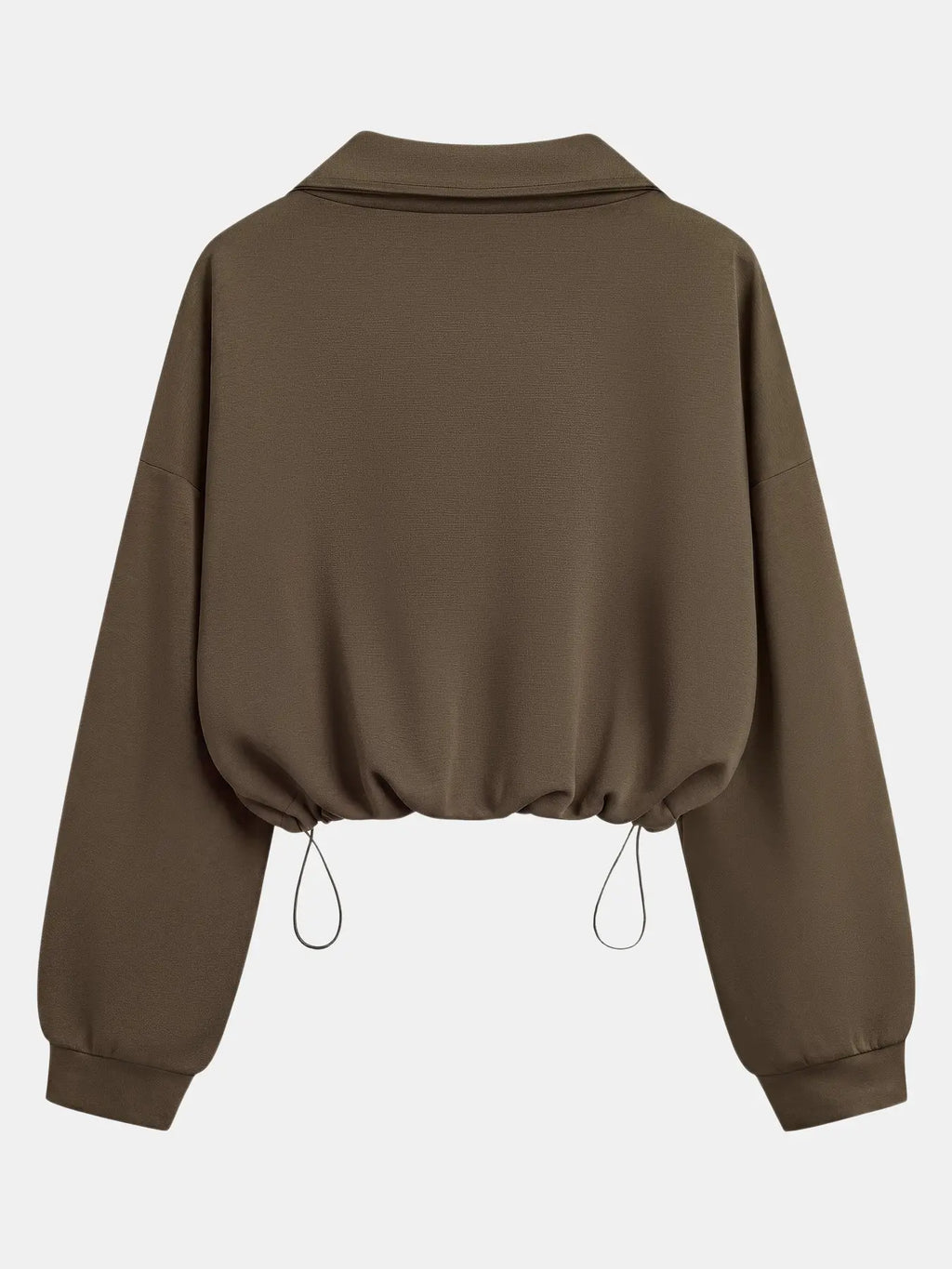 Women'S Half-Zip Stand Collar Drawstring Cropped Short Sweatshirt, Spring & Fall Casual Fashion, Comfortable and Stylish