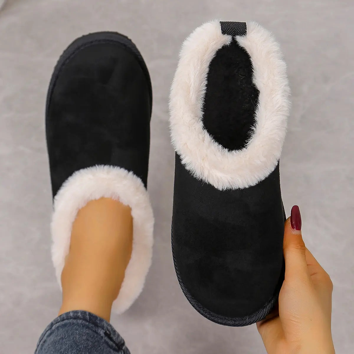 Slippers for Women, Elegant 3D Fluffy Ankle Booties with Warm Plush Lining, Cushioned Indoor House Shoes with Non-Slip Thick EVA Sole, House Slippers, Closed Toe, Walking Shoes