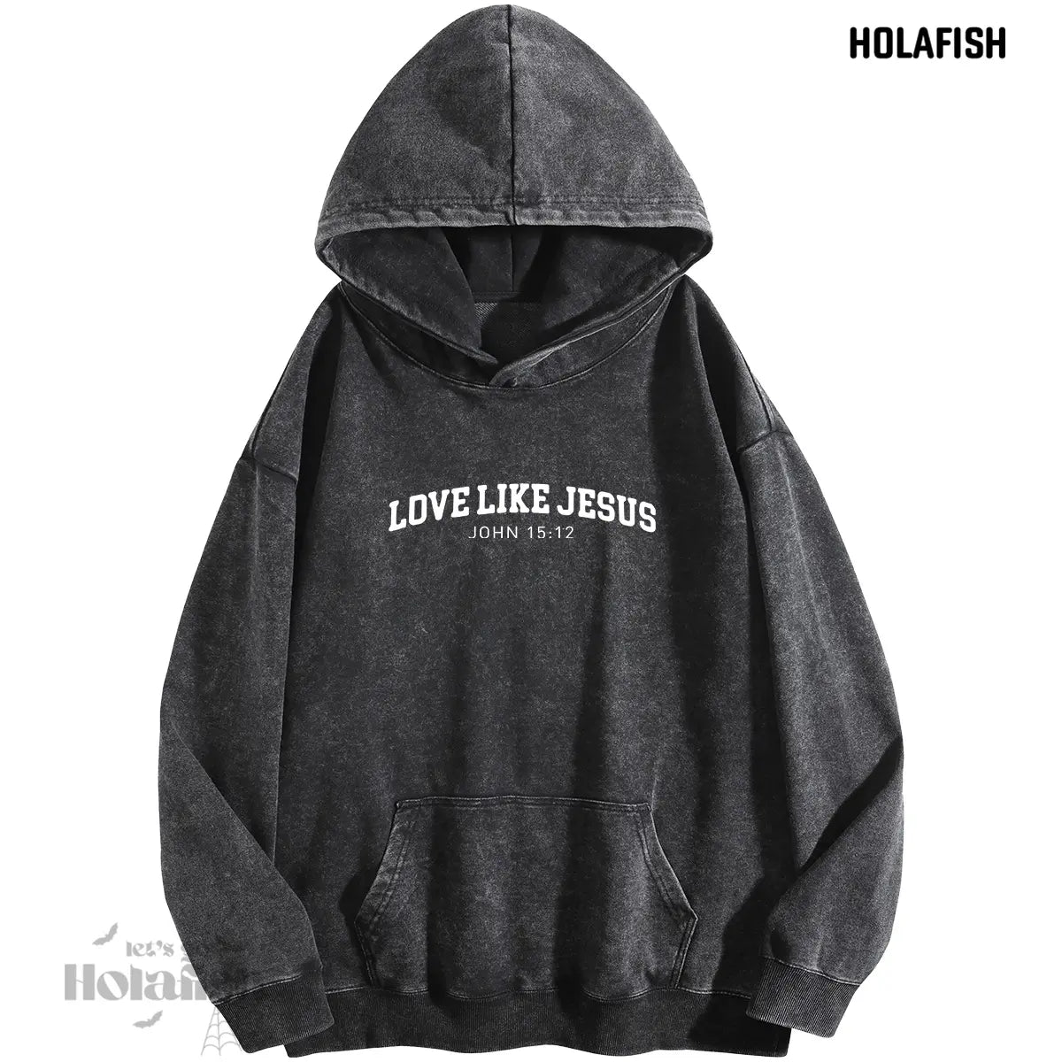 Holafish Women'S "Love like Jesus" Print Acid Wash Hoodie Vintage Sweatshirt Oversized Loose Fit Winter Warm Streetwear Casual Tunic
