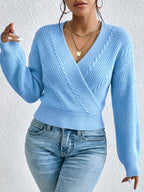 The Aspen Cable-Trim Crossover Wrap Sweater