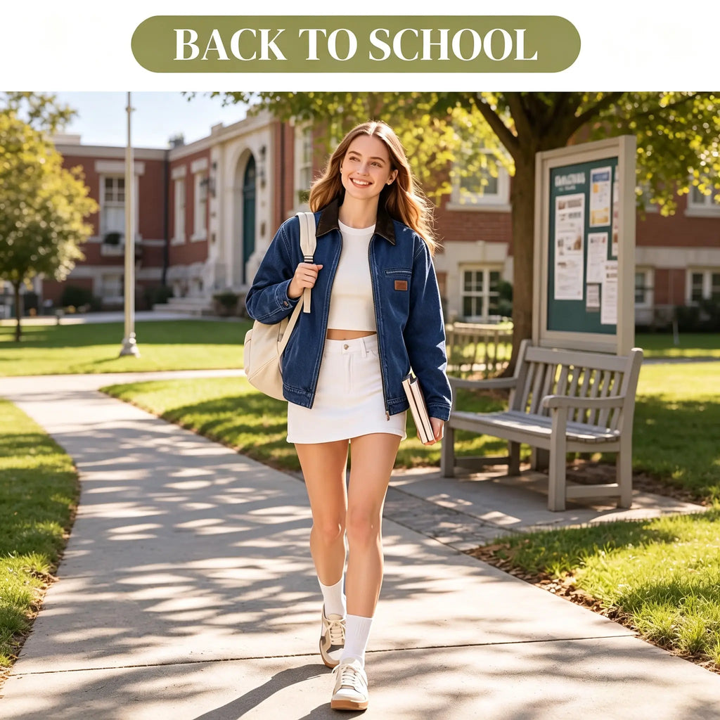 Emmiol【Back to School】Barn Jean Jacket for Women Zipper 2026 Clean Fit Long Sleeve Denim Jackets