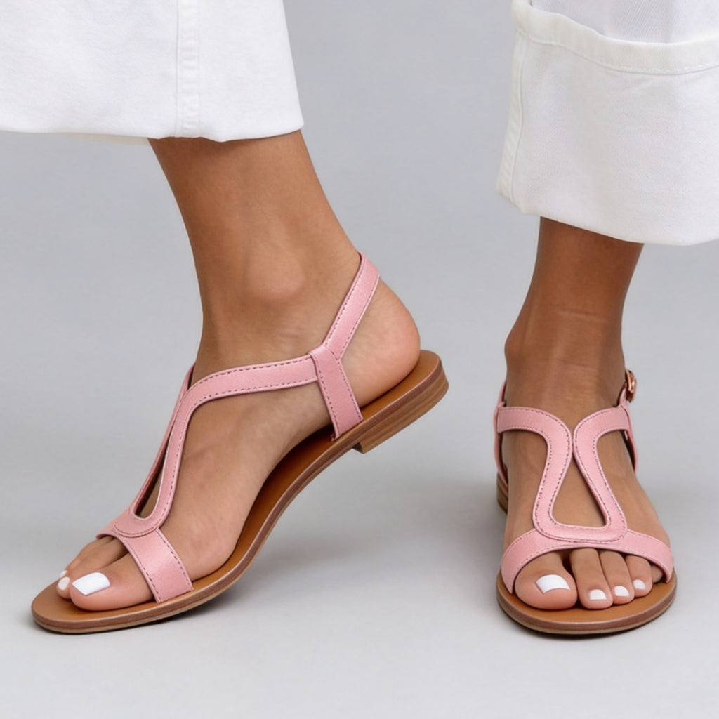 Minimalist T-Strap Sandals - Elegant Geometric Summer Flats