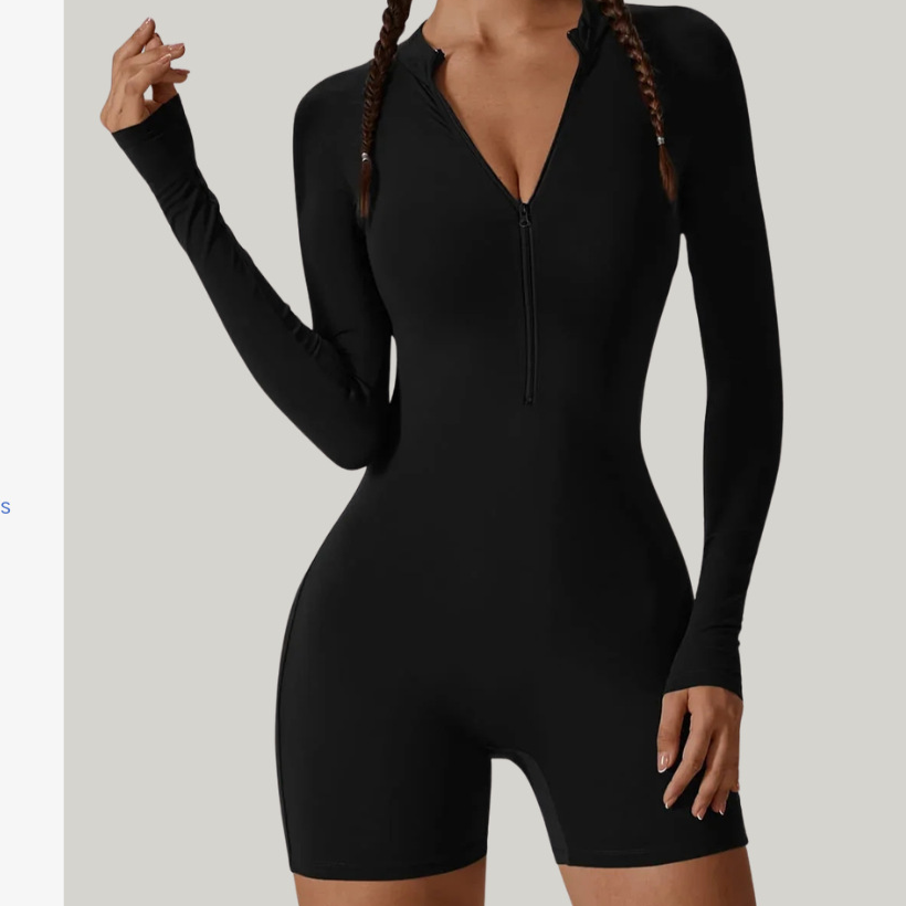 Sculpting Long-Sleeve Biker Romper - High-Performance Active One-Piece
