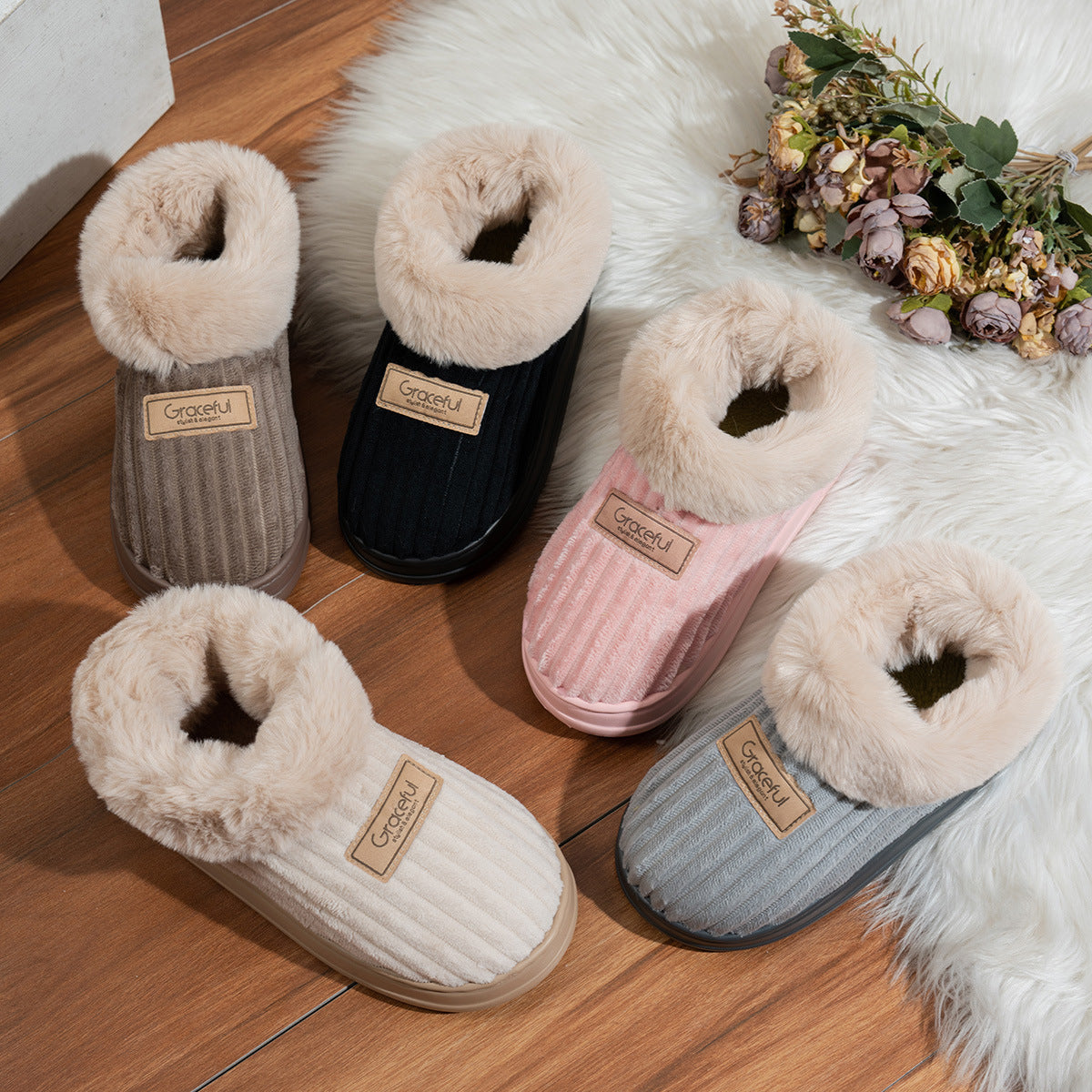 Plush Suede Faux-Fur Mules - Ultimate Cozy Loungewear Comfort