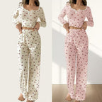 Vintage Cherry Ribbed Pajama Set - Cozy Two-Piece Loungewear
