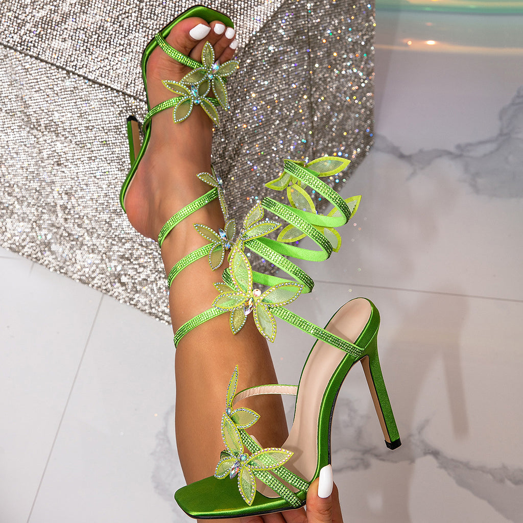 Monarch Crystal-Embellished Butterfly Heels - High-Fashion Statement Stiletto