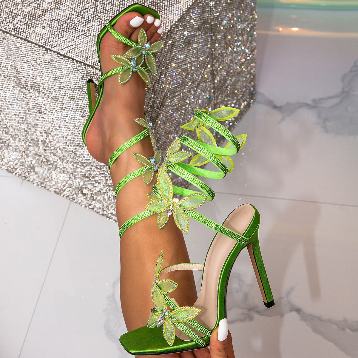 Monarch Crystal-Embellished Butterfly Heels - High-Fashion Statement Stiletto