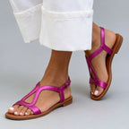 Minimalist T-Strap Sandals - Elegant Geometric Summer Flats