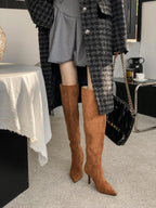 Chic Suede Stiletto Slouch Boots - Trendy Pointed-Toe Style