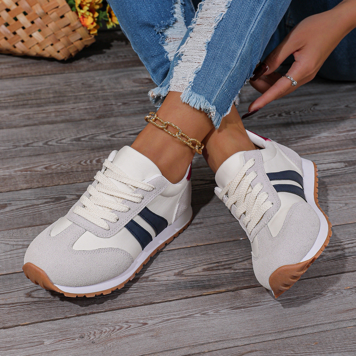 Retro-Vibe Suede Panel Sneakers - Classic Multi-Textured Trainers