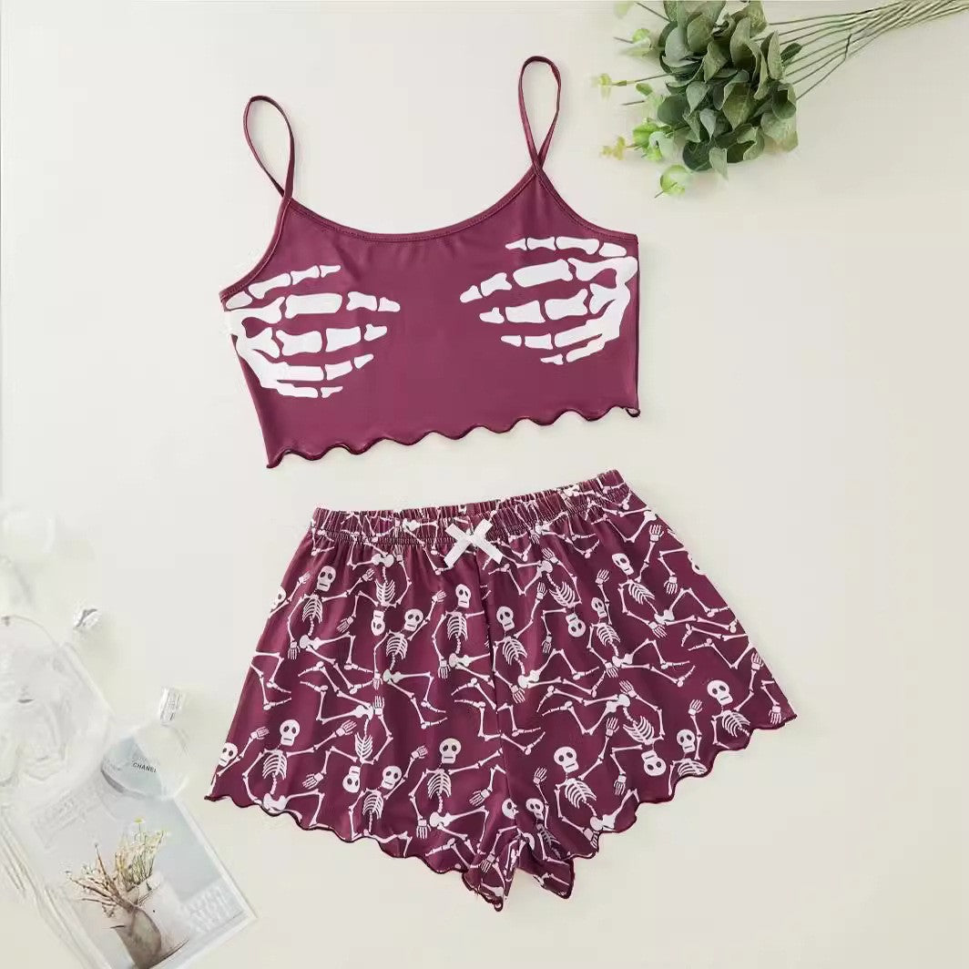 Jack-O'-Lantern Cami & Short Set - Festive Halloween Loungewear