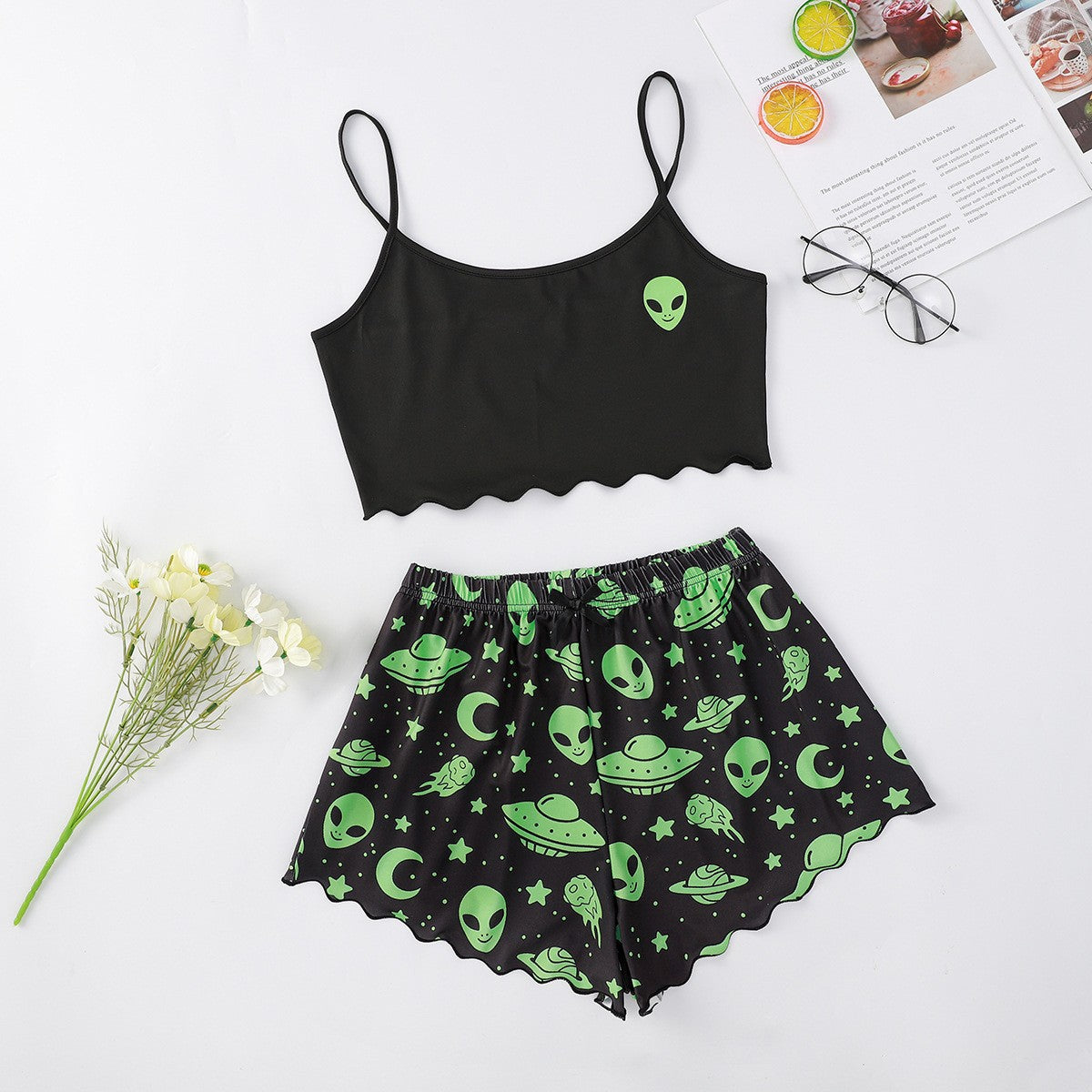 Jack-O'-Lantern Cami & Short Set - Festive Halloween Loungewear