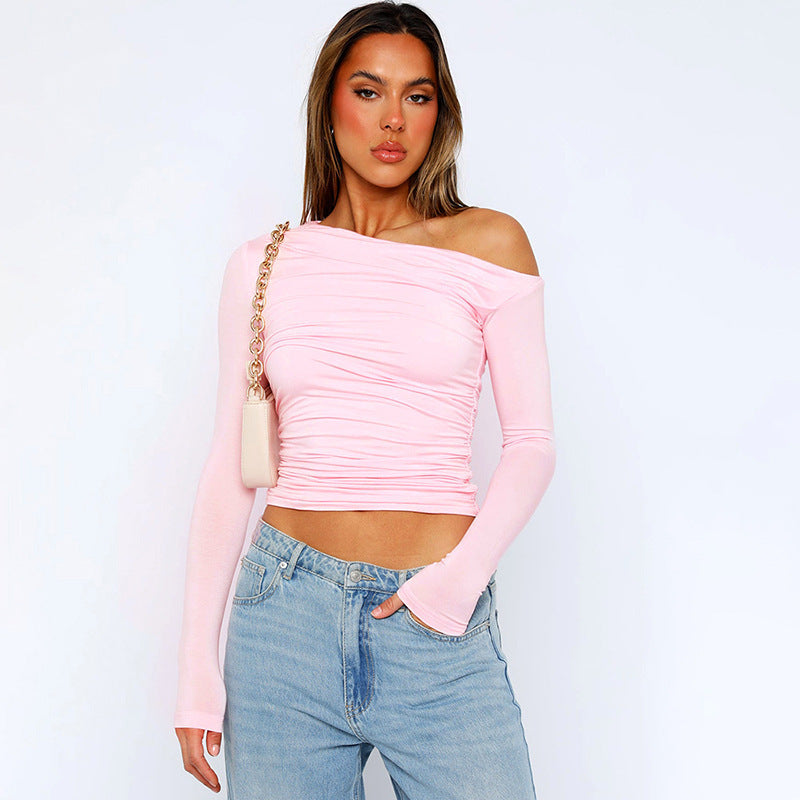 The Snatched Asymmetric Off-Shoulder Ruched Top