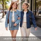 Emmiol【Back to School】Barn Jean Jacket for Women Zipper 2026 Clean Fit Long Sleeve Denim Jackets