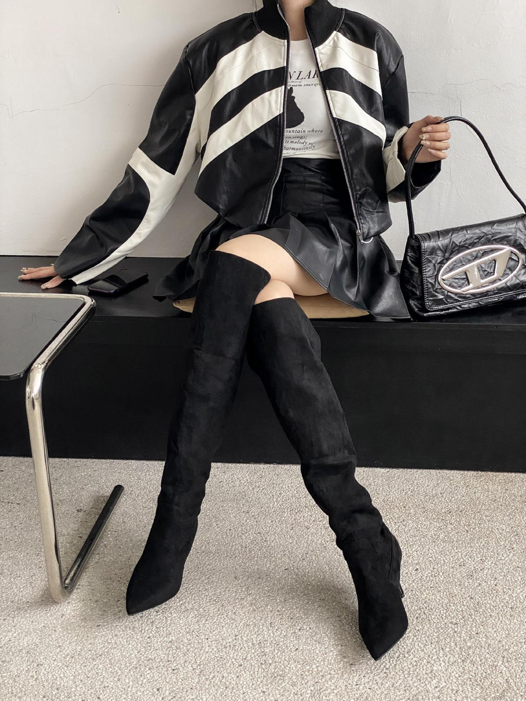 Chic Suede Stiletto Slouch Boots - Trendy Pointed-Toe Style