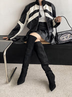 Chic Suede Stiletto Slouch Boots - Trendy Pointed-Toe Style