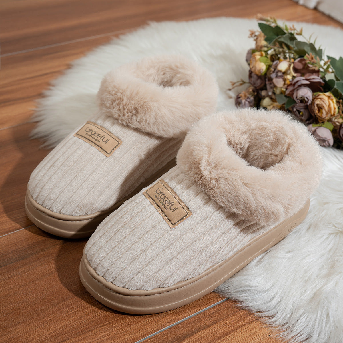 Plush Suede Faux-Fur Mules - Ultimate Cozy Loungewear Comfort
