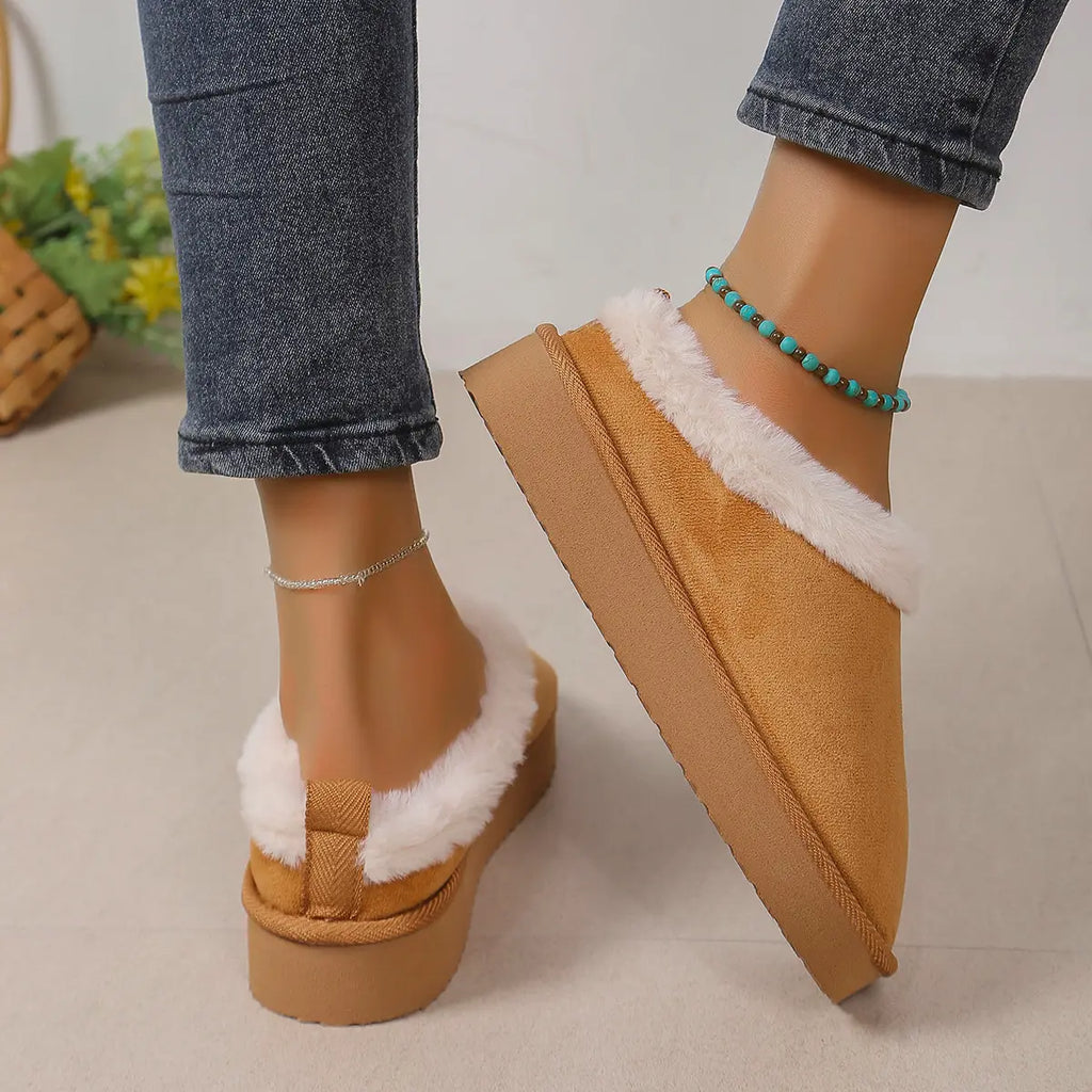Slippers for Women, Elegant 3D Fluffy Ankle Booties with Warm Plush Lining, Cushioned Indoor House Shoes with Non-Slip Thick EVA Sole, House Slippers, Closed Toe, Walking Shoes