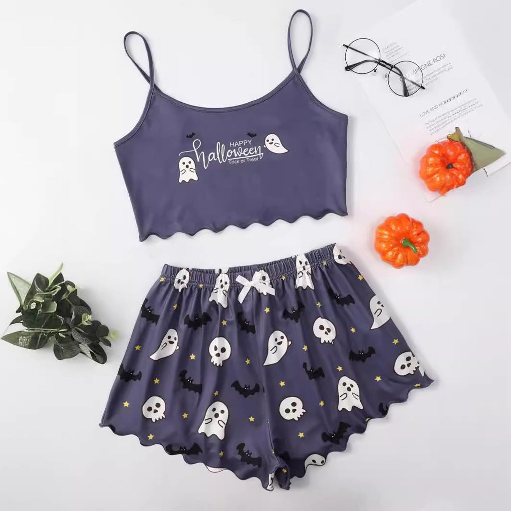 Jack-O'-Lantern Cami & Short Set - Festive Halloween Loungewear