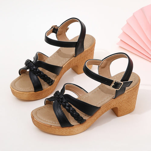 Artisan Braided Platform Sandals - Earthy Bohemian Block Heel Glamour