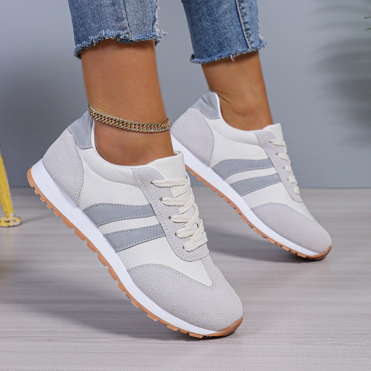 Retro-Vibe Suede Panel Sneakers - Classic Multi-Textured Trainers