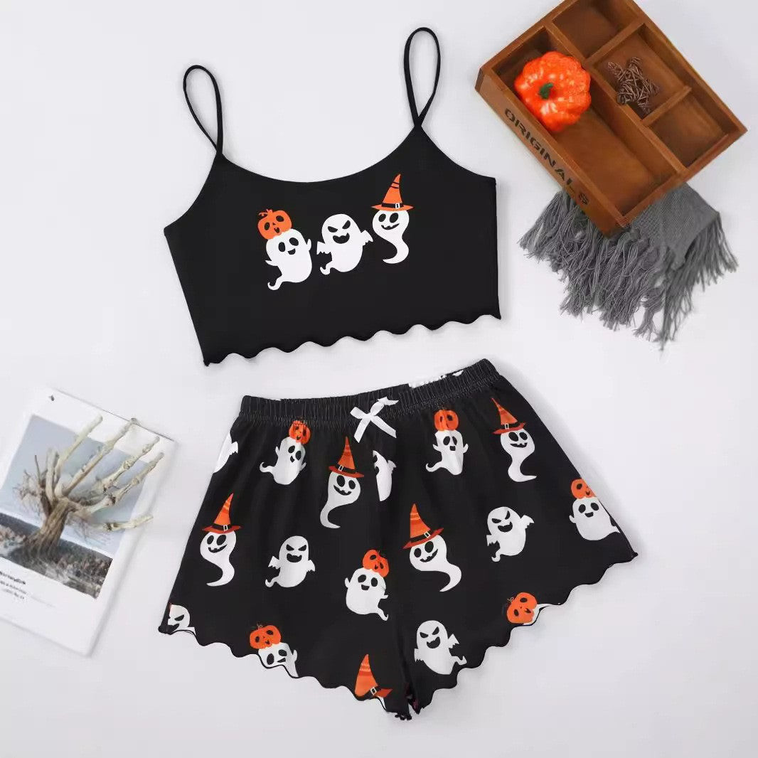 Jack-O'-Lantern Cami & Short Set - Festive Halloween Loungewear