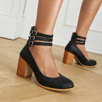 Urban Edge Triple-Strap Pumps - Edgy Block Heel Style