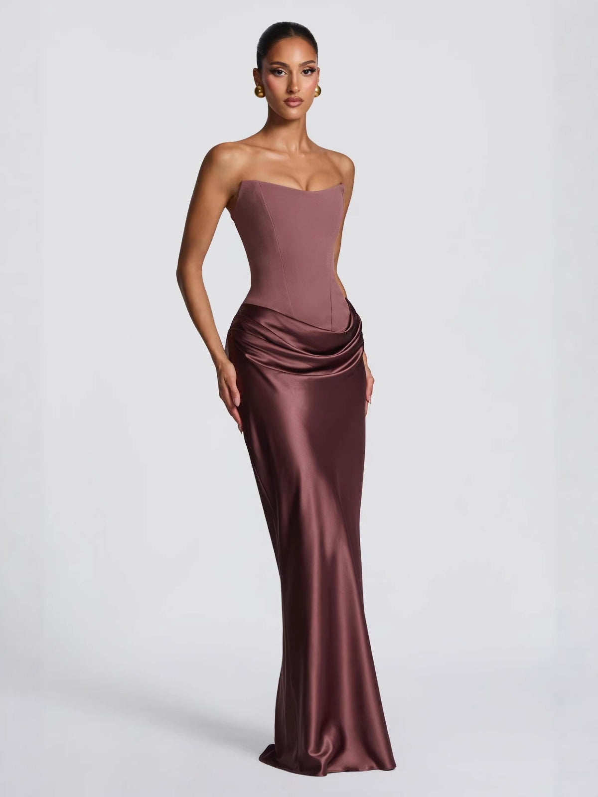 Draped Corset Maxi Gown - Luxury Evening Elegance