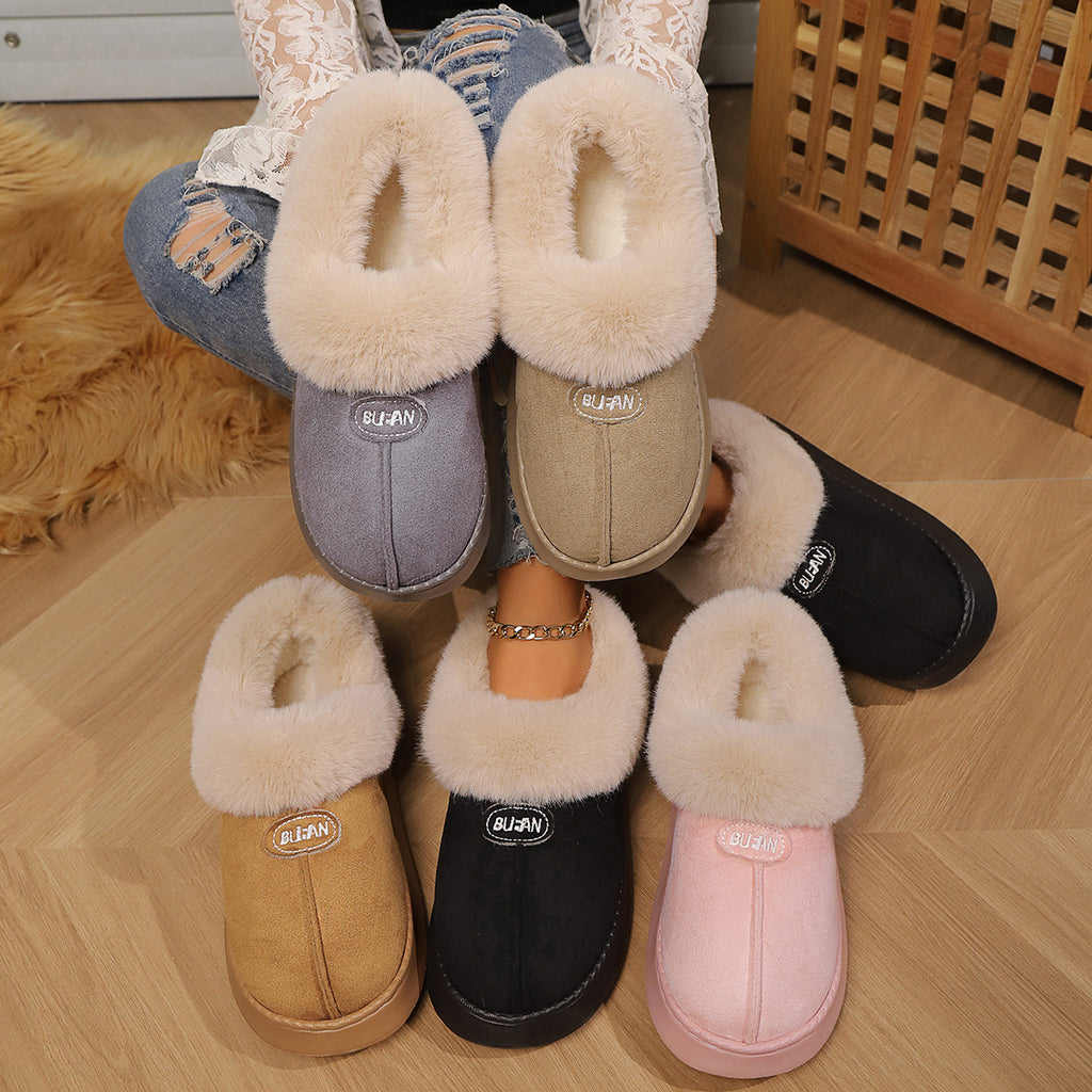 Plush Suede Faux-Fur Mules - Ultimate Cozy Loungewear Comfort