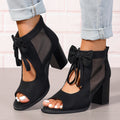 Enchanted Bow Peep-Toe Sandals - Whimsical Block Heel Glamour