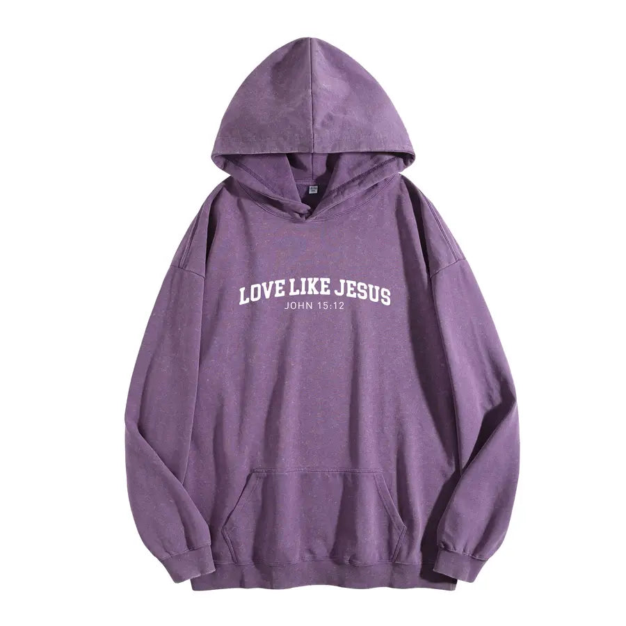 Holafish Women'S "Love like Jesus" Print Acid Wash Hoodie Vintage Sweatshirt Oversized Loose Fit Winter Warm Streetwear Casual Tunic