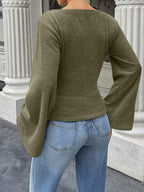 : The Studio Ribbed Boatneck Top with Statement Bell Sleeves