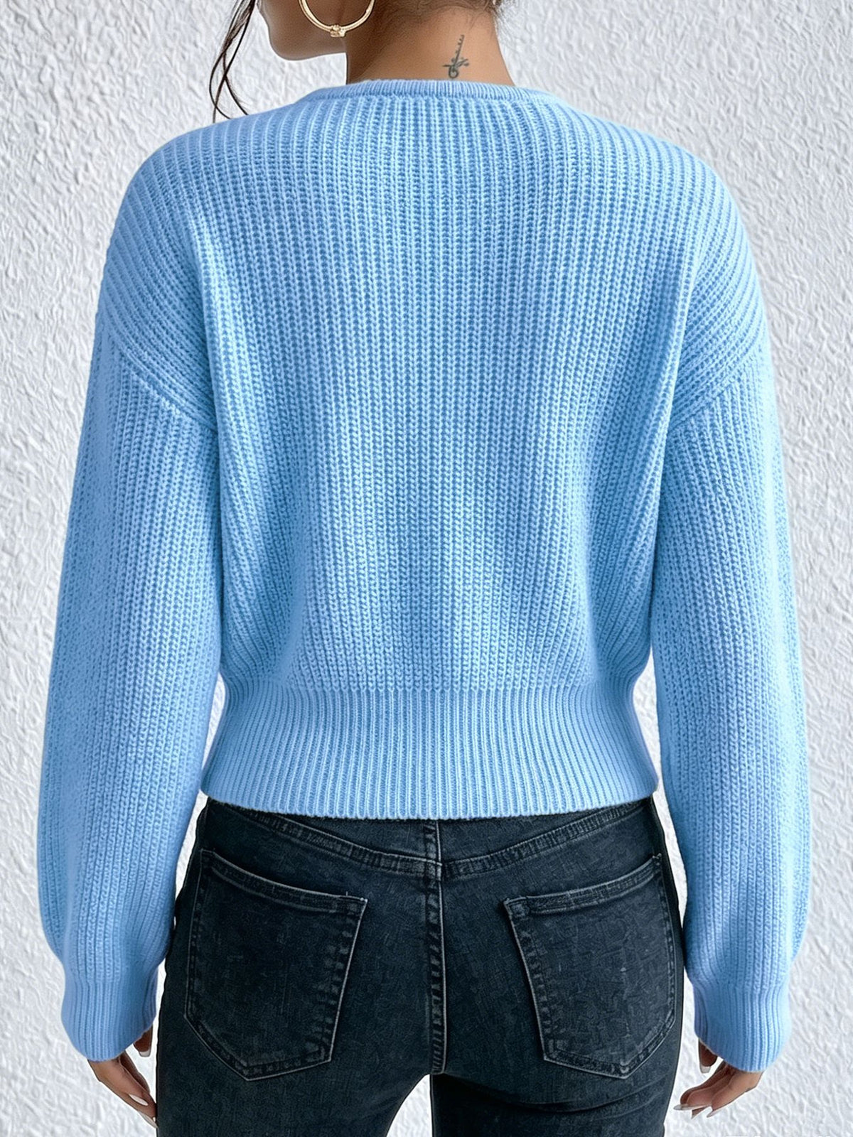 The Aspen Cable-Trim Crossover Wrap Sweater