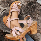 Artisan Braided Platform Sandals - Earthy Bohemian Block Heel Glamour