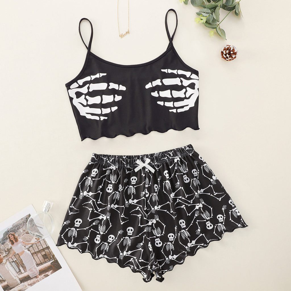 Jack-O'-Lantern Cami & Short Set - Festive Halloween Loungewear