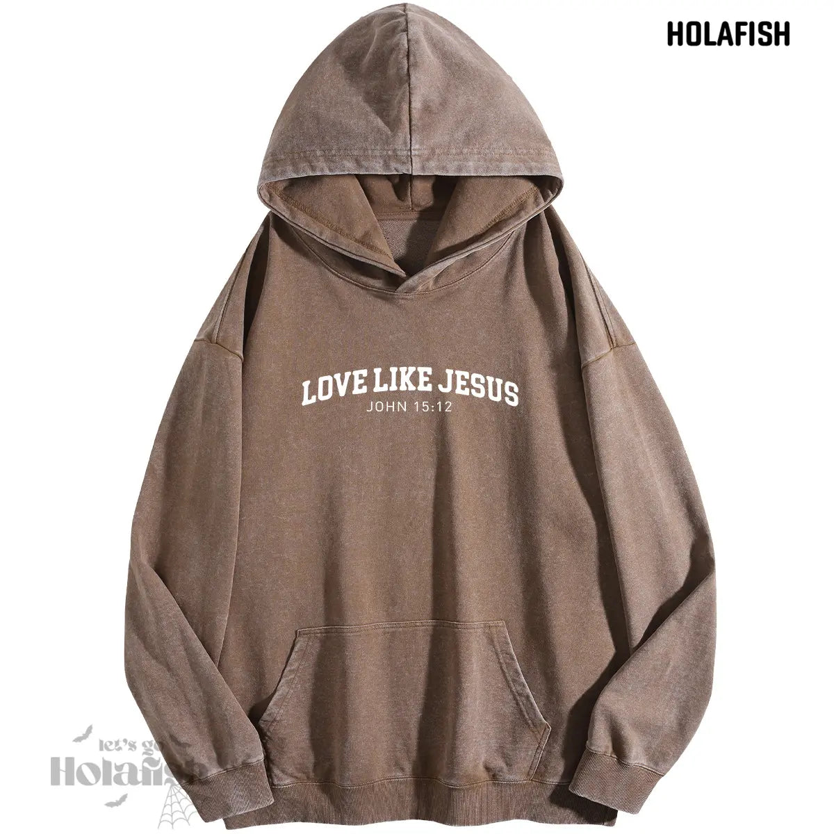 Holafish Women'S "Love like Jesus" Print Acid Wash Hoodie Vintage Sweatshirt Oversized Loose Fit Winter Warm Streetwear Casual Tunic