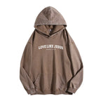 Holafish Women'S "Love like Jesus" Print Acid Wash Hoodie Vintage Sweatshirt Oversized Loose Fit Winter Warm Streetwear Casual Tunic