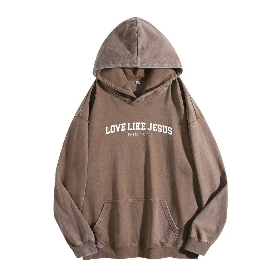 Holafish Women'S "Love like Jesus" Print Acid Wash Hoodie Vintage Sweatshirt Oversized Loose Fit Winter Warm Streetwear Casual Tunic